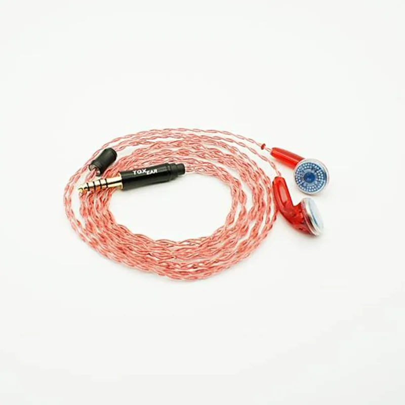 TGXEAR Red Serratus 300ohm PET Polymer Diaphragm Dynamic Driver Audiophile Flat Earphone HiFi Earbud(4.4mm Balanced)