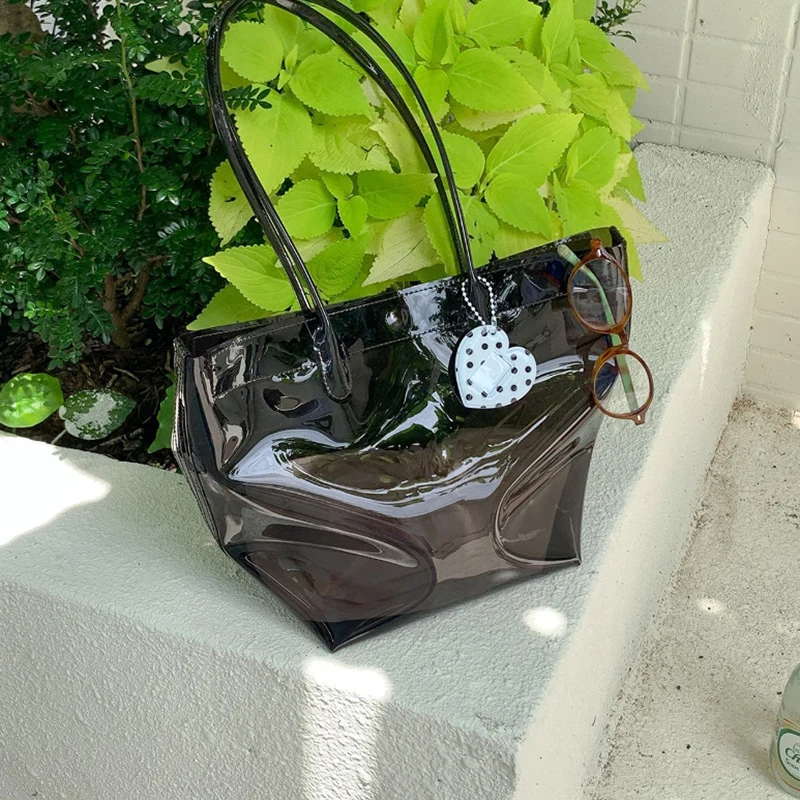 Transparente PVC-Eimertasche, wasserdichte Damen-Tragetasche mit Innentasche, bunte Dopamin-Handtasche für den Arbeitsweg mit großem Fassungsvermögen – Detail 24