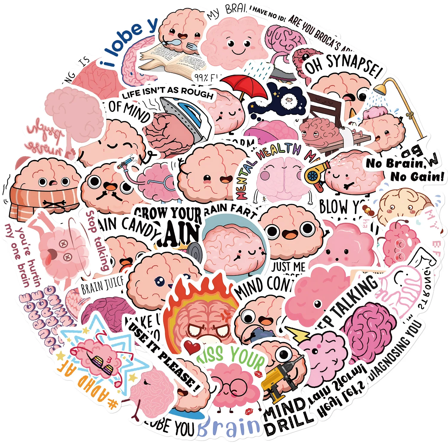 50 قطع لطيف الدماغ الوردي ملصقات مضحك الكرتون الكتابة على الجدران الديكور DIY بها بنفسك مذكرات الكمبيوتر المحمول الغيتار الأمتعة سكيت لعبة مائي مقاوم للماء