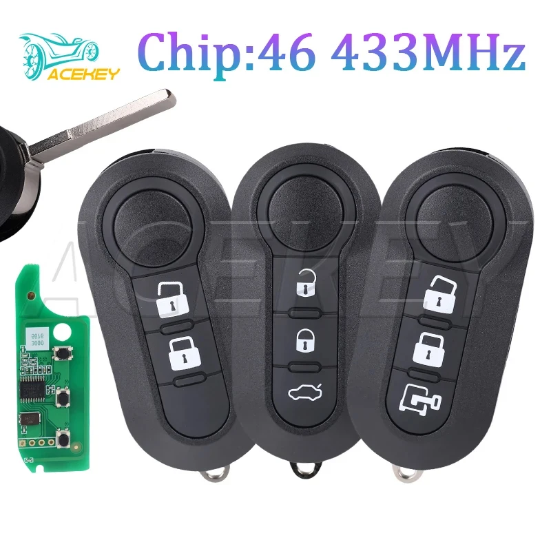 

New Flip Smart Remote Car key For Fiat 500 MPV For Ducato For Citroen For Jumper For Peugeot Boxer 2008-2015 433Mhz ID46 Chip