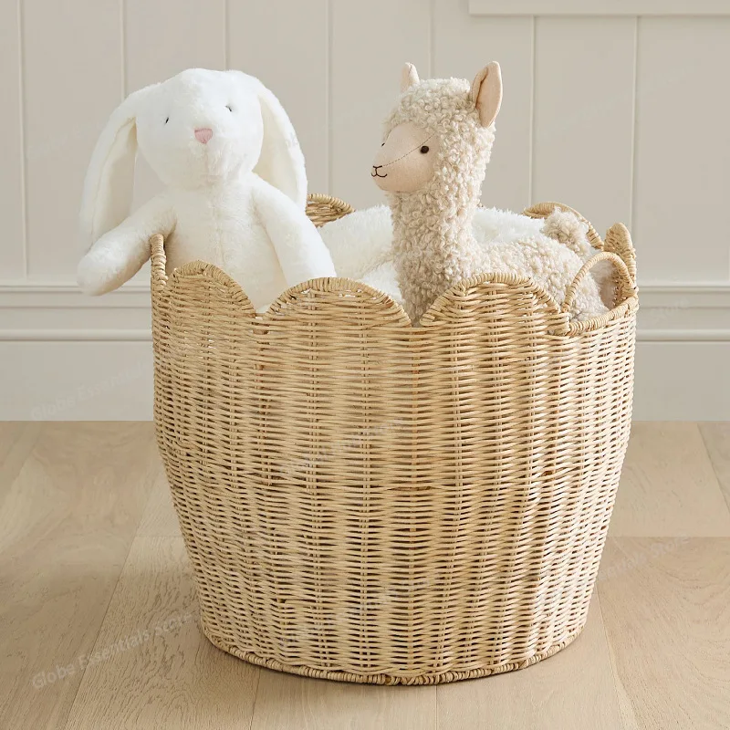 Rattan Storage Basket - Hand-Woven Organizer for Toys and Sundries, Home and Guesthouse Decor