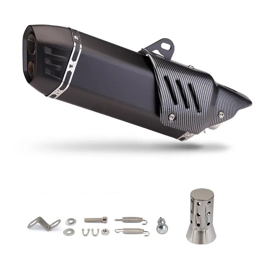 Universal 51mm Interface Motorcycle Exhaust dual outlet Muffler For R6 RC390 675SR  GSX8T TMAX530 PCX160 T700 390ADV XL750