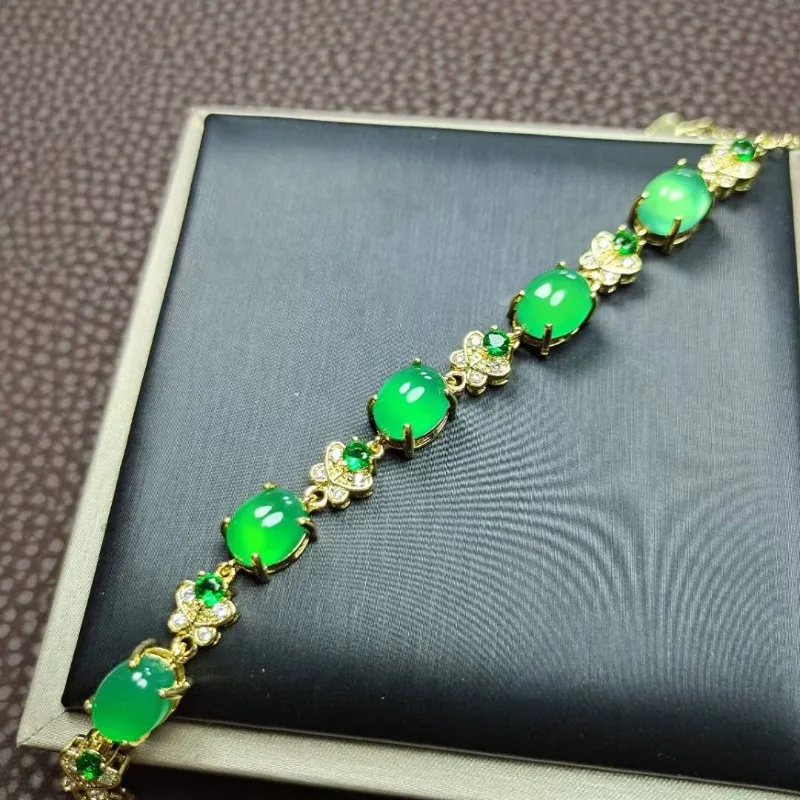 Natural Ice Color Chalcedony Inlaid Bracelet, New Difficult Women's Bracelet for Friends, Versatile Bracelet. view 3