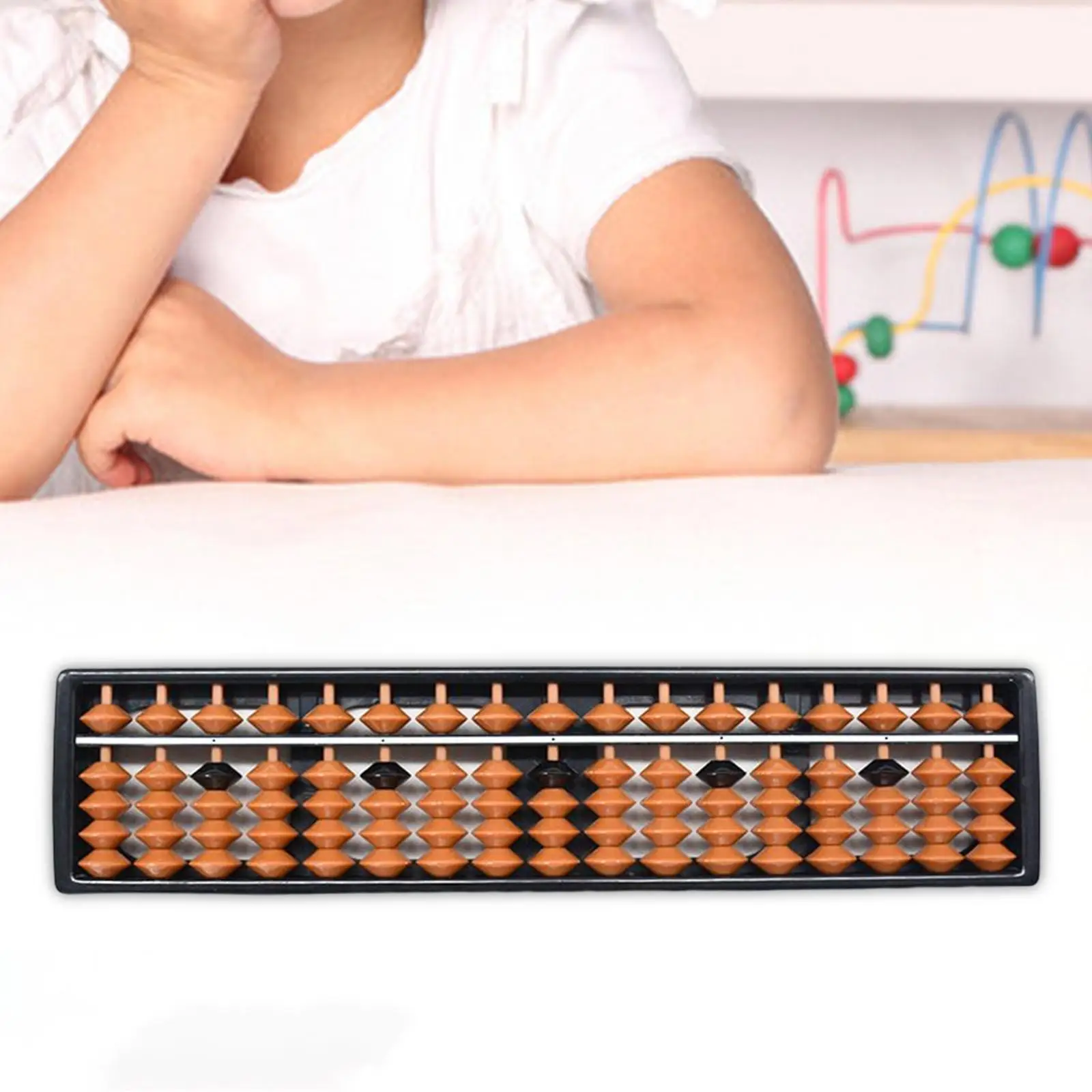 Kids Math Abacus 17 Column Wooden Calculator Learning Aid Educational Toy for Mathematical Games and Counting