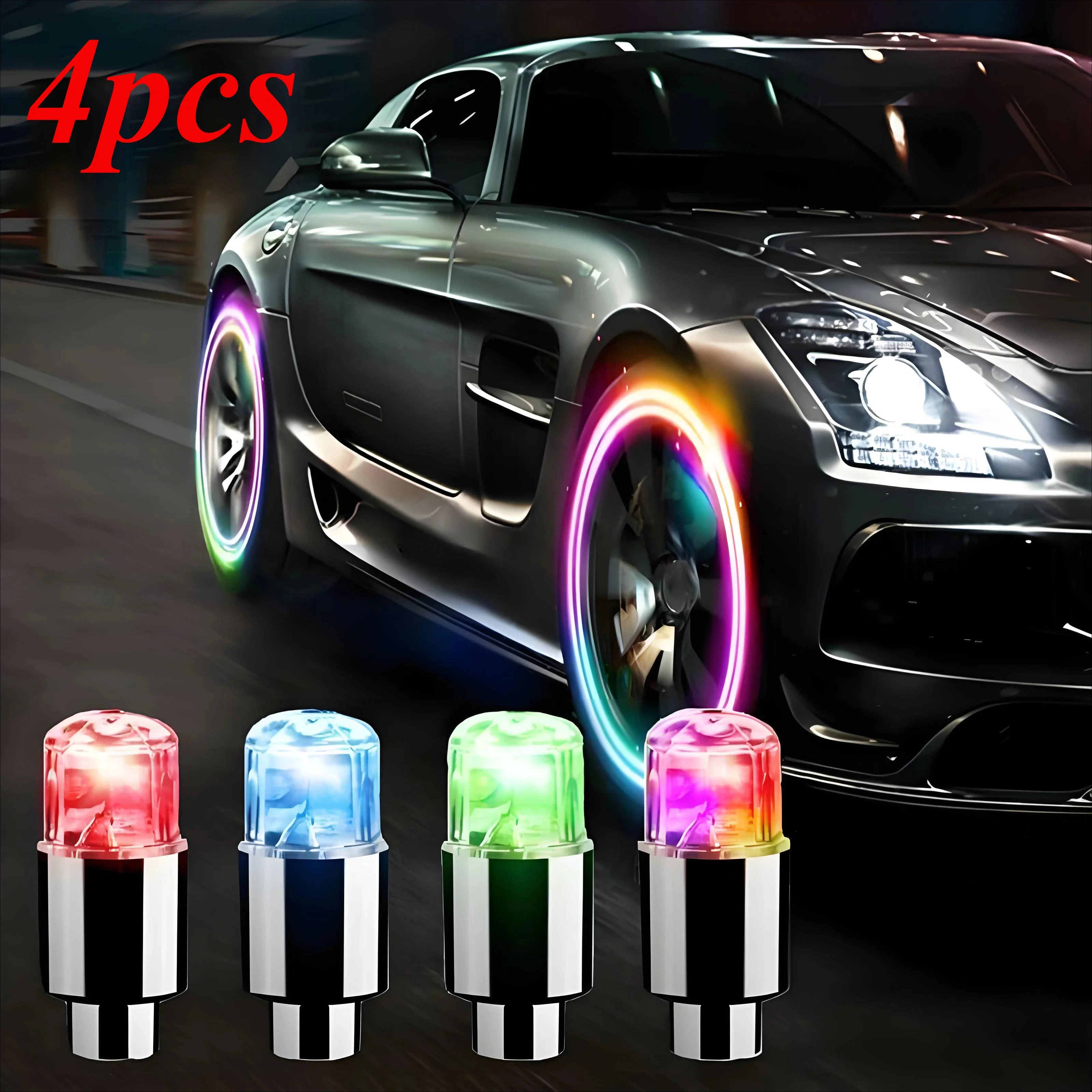 

4 шт./компл. фонари для колес автомобиля, шины, шток воздушного клапана, светодиодный светильник, крышка, автоаксессуары для велосипеда, автомобиля, мотоцикла, водонепроницаемый