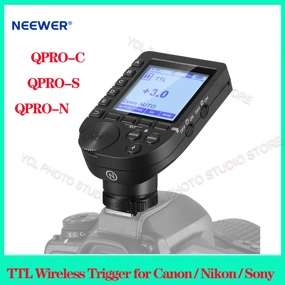 

NEEWER QPRO TTL HSS Wireless Flash Trigger 1/8000s with LCD Screen for Canon Nikon Sony Camera QPRO-C QPRO-S QPRO-N