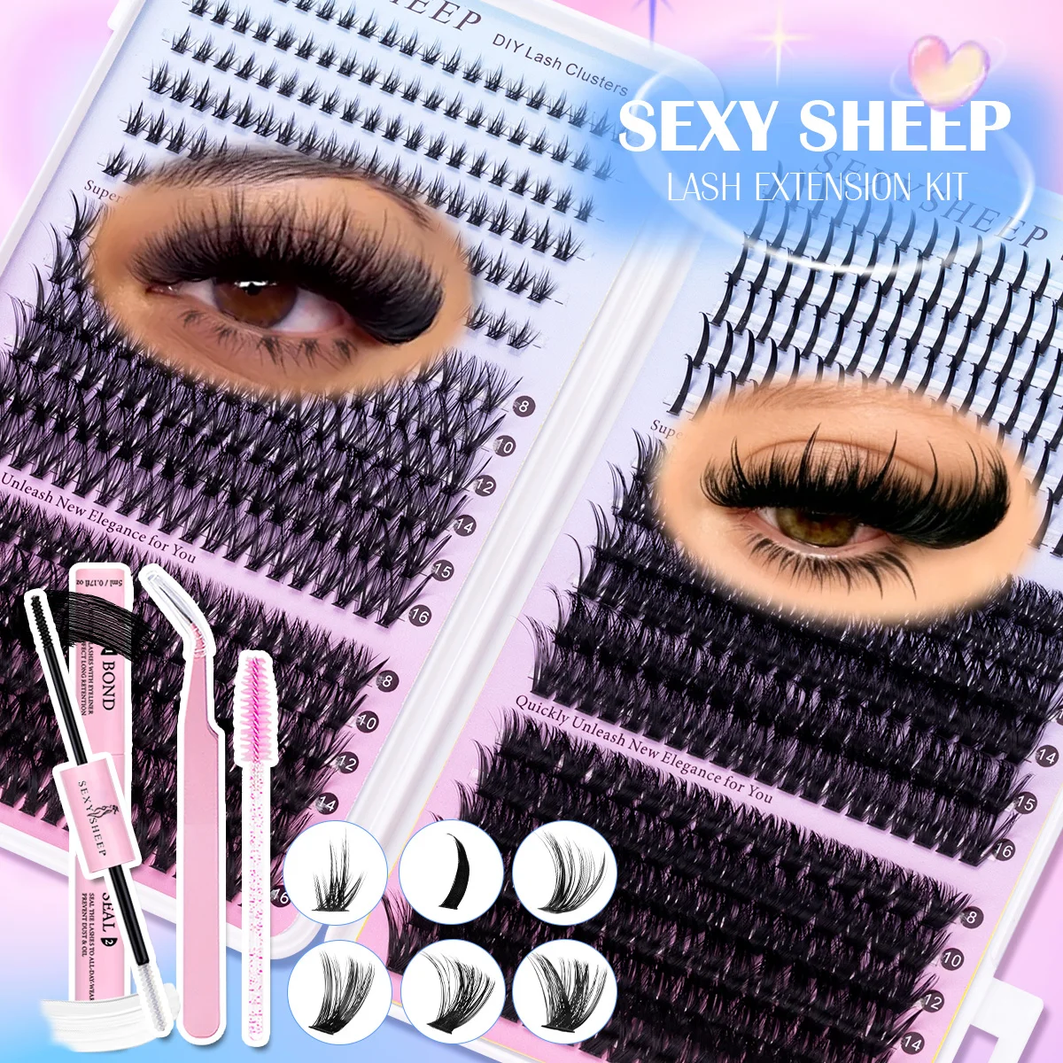 Lash Clusters Large Capacity DIY Individual Lash Extensions Soft Eyelash Clusters 8-16mm Lashes Makeup Daily Use