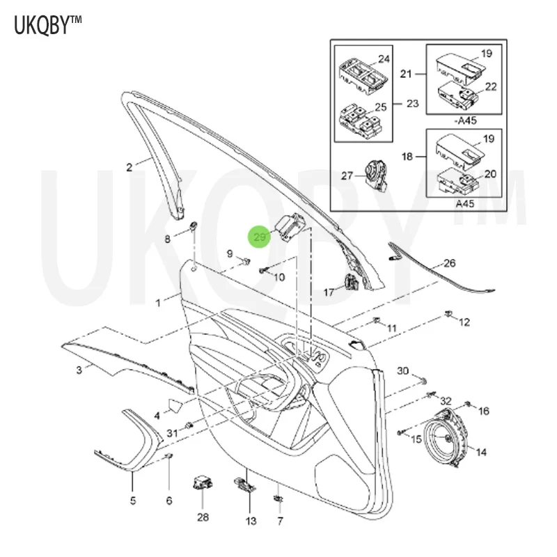 Suitable for 14-16 Bu ic k Re ga l brown right door lock switch, central locking switch, automotive parts 22899705