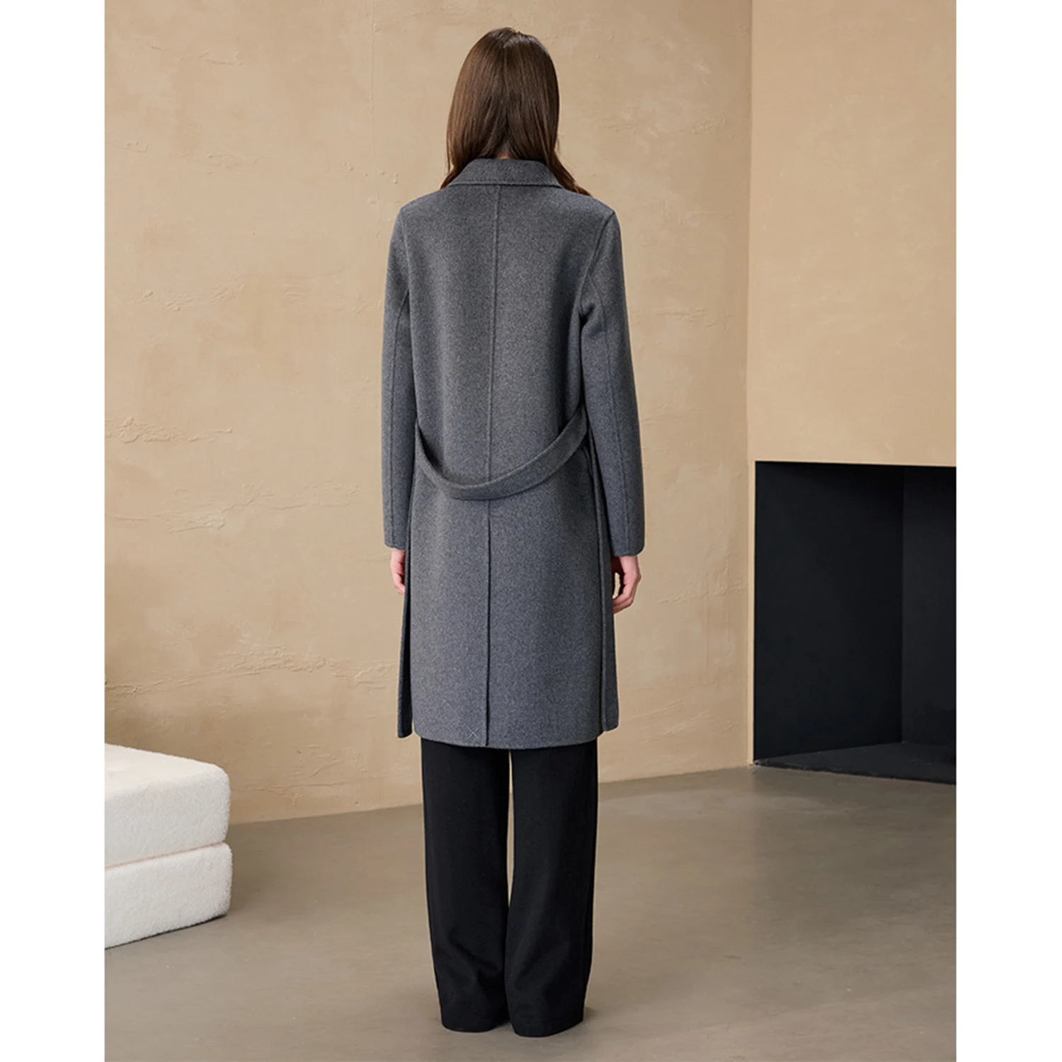 Allingentle Women's Blazer Fashion Long Jacket Big Coat Suit Blazer with Belt for Daily Outfits Customize