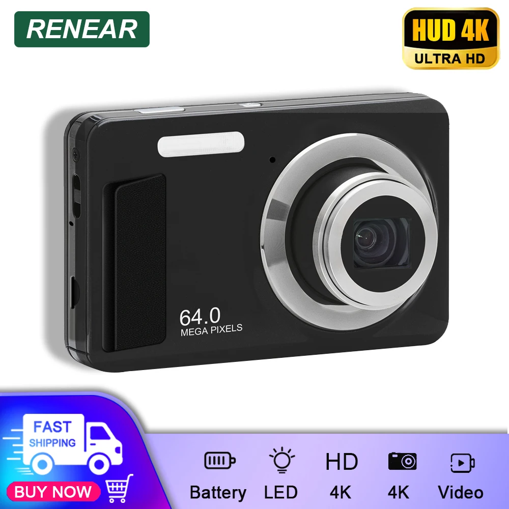 UHD 4K Digital Camera 64MP 12M With Filter LED Flash Video Recorder For Beginners Girl Record Life Entry Level Portable Camera
