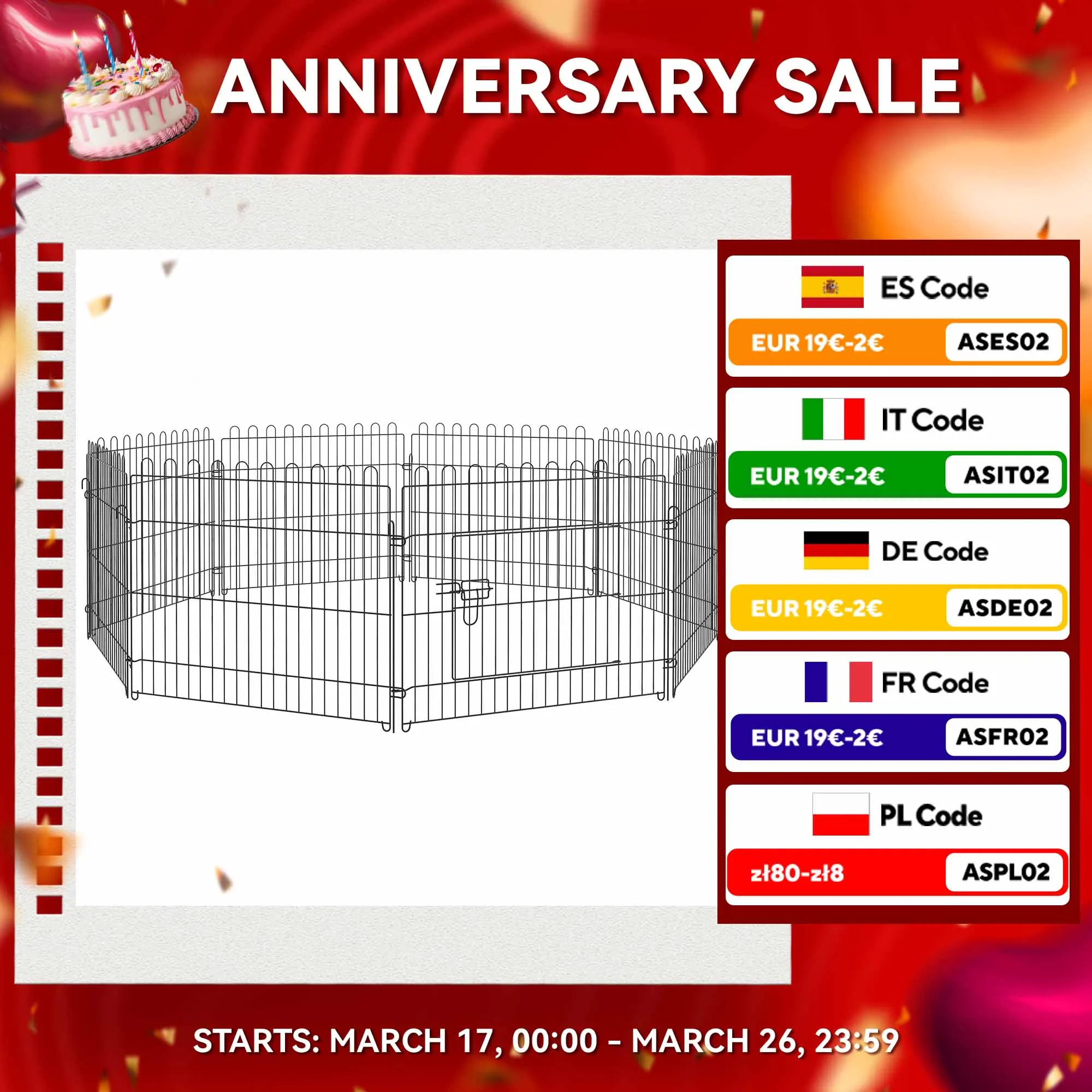 PawHut park dogs recinzione pieghevole addestramento per animali domestici 8 recinzioni 71x61cm