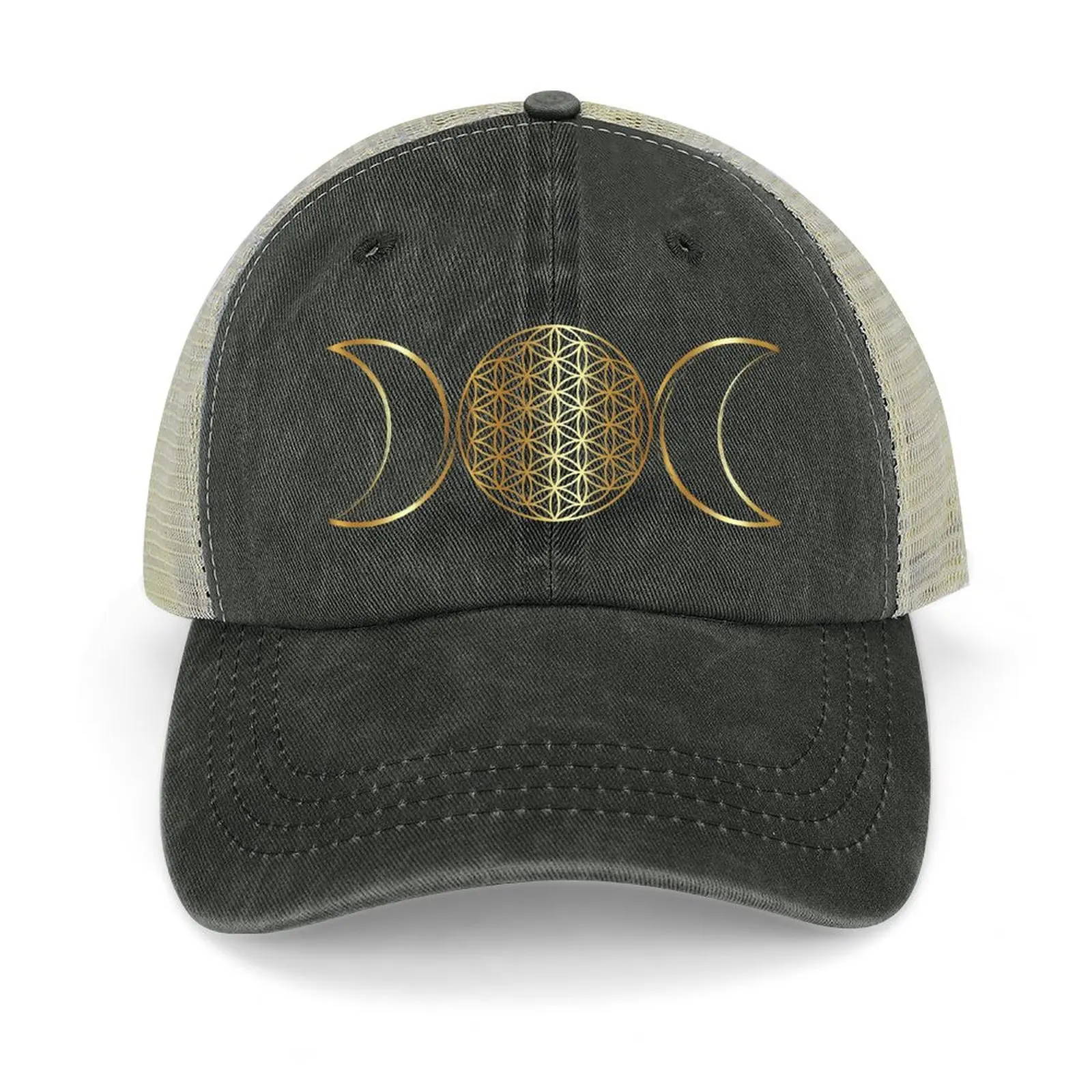 

Triple Moon Goddess Flower of Life Gold Symbols Baseball Cap hats on offer Golf Hat Man Sunscreen Golf Hat Girl Men's