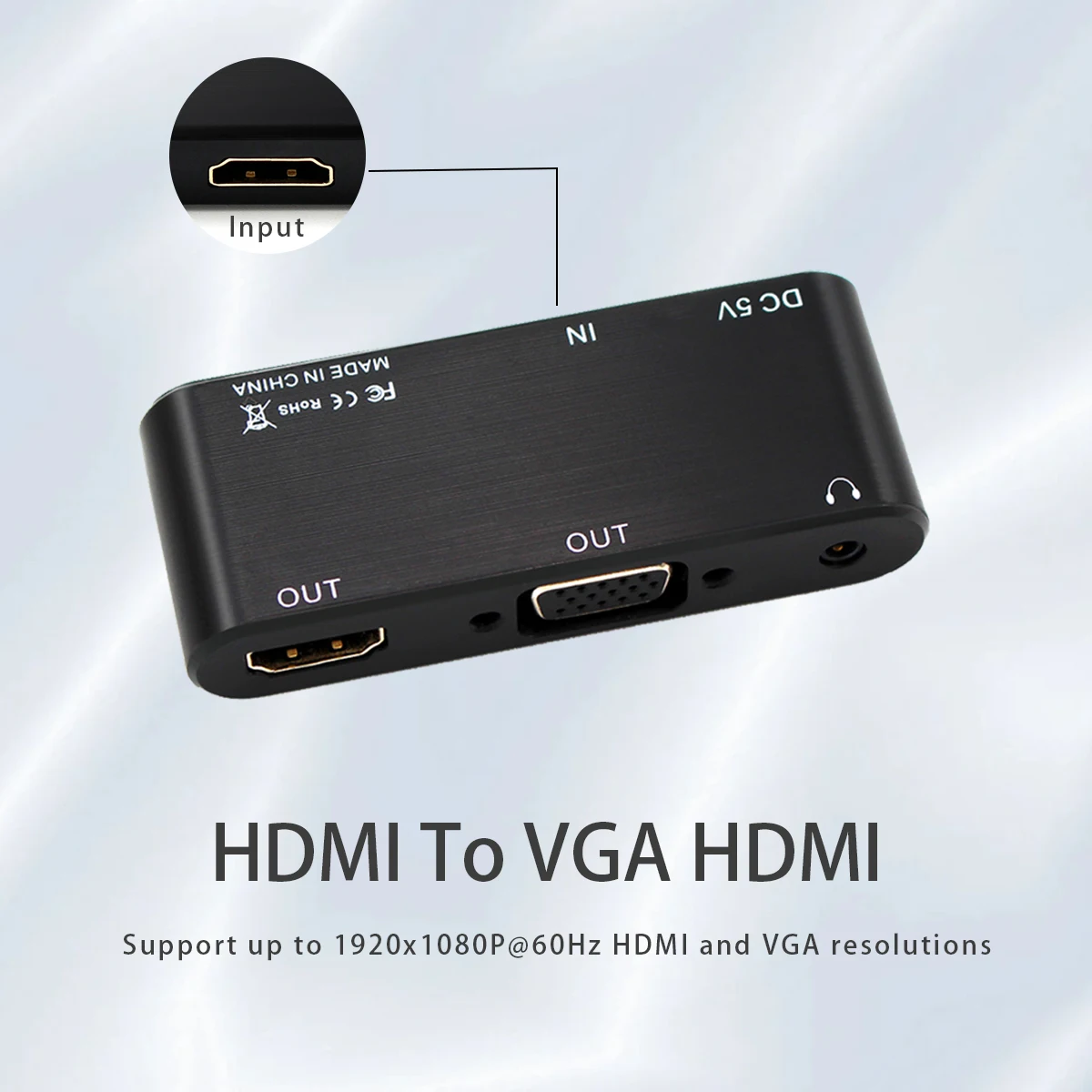 Répartiteur HDMI vers VGA 1080P60HZ, adaptateur pour PS4 Pro Dnomebook TV avec prise audio 3.5mm