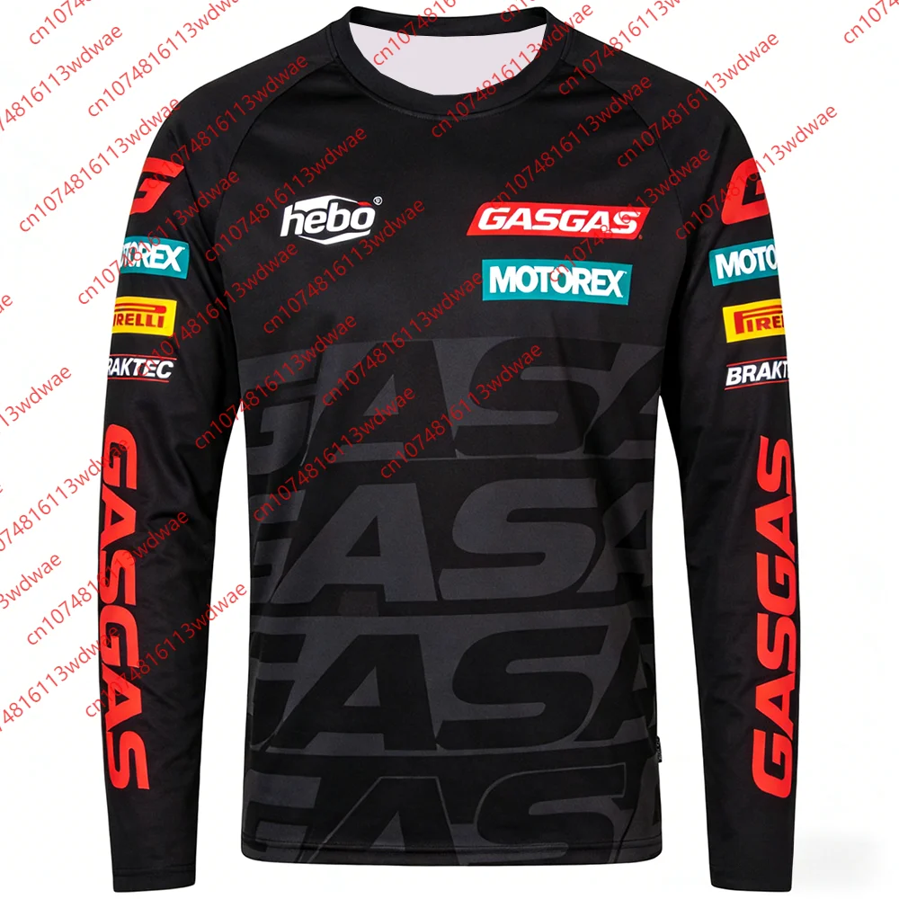 Camisa de Motocross GASGAS com Detalhes Hebo Motorex Pirelli, Rápido Secagem e Respirável, Top para Entusiastas de Corridas Off-Road