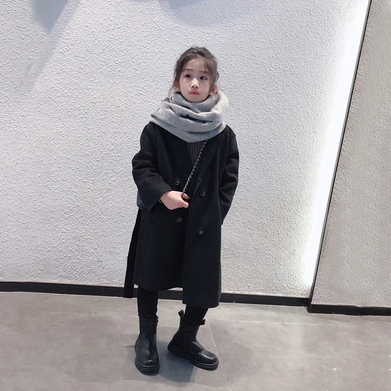 

Girls Woolen Coat Winter Thicken Warm Jackets Children Outerwear Kids Windproof Woolen Clothing Teenager Long Overcoat 4-12 Y