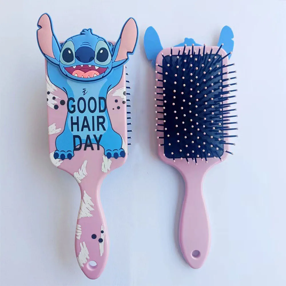 Disney Minnie Air Cushion Massage Combs Stitch Cartoon Anime Figures Girls Comb Hair Brush Hairdressing Tool Women Charm Gift