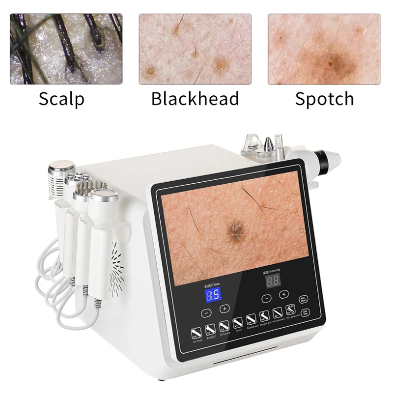 8 In 1 Hydra Dermabrasion Machine with High Pixels Skin Detection Function for Scalp Hair and Pores for Spa