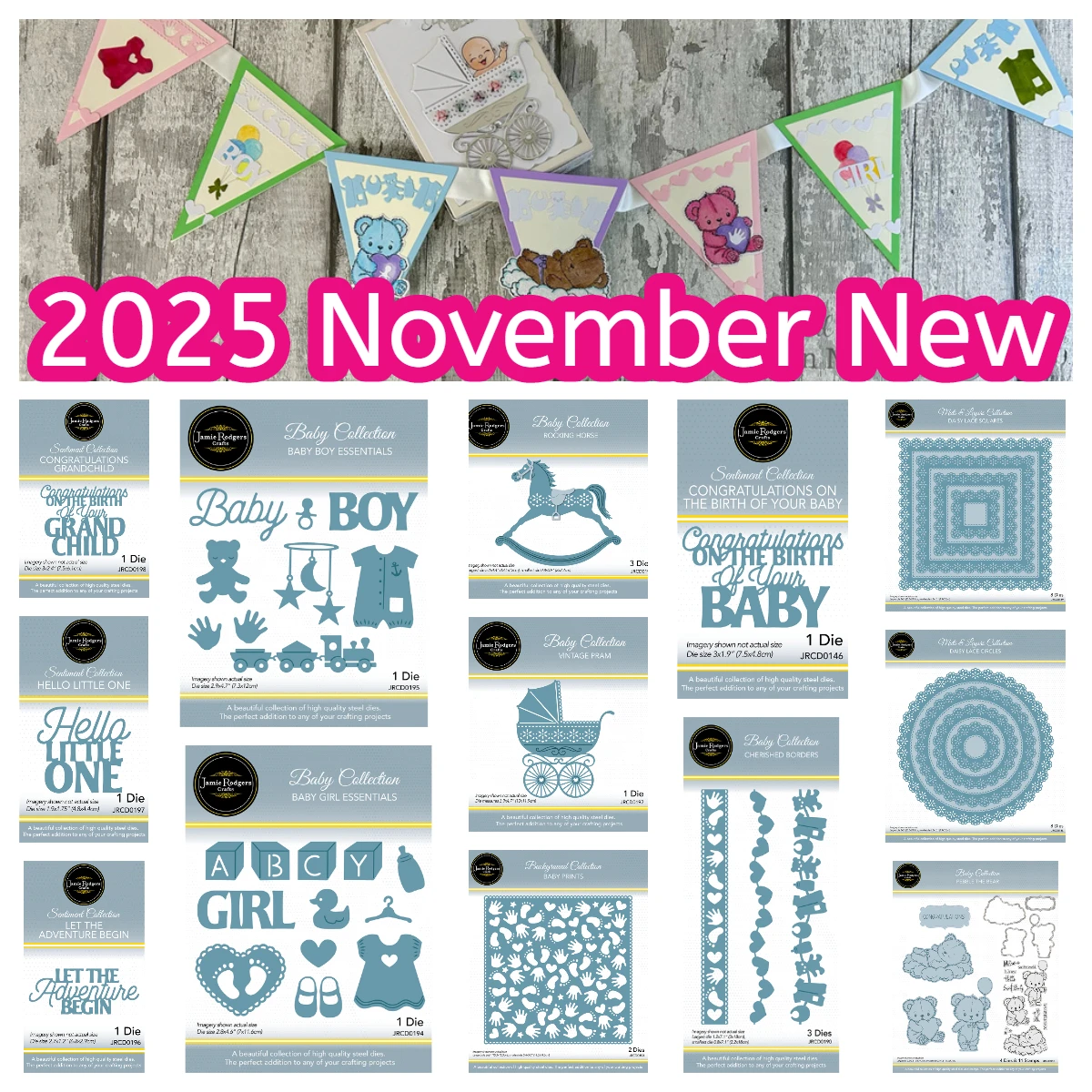 

2025 New Christmas Holiday Full Release Bundle Die DIY Scrapbooking Card Baby Pram Essentials Craft Dies Pebble the Bear Stamps