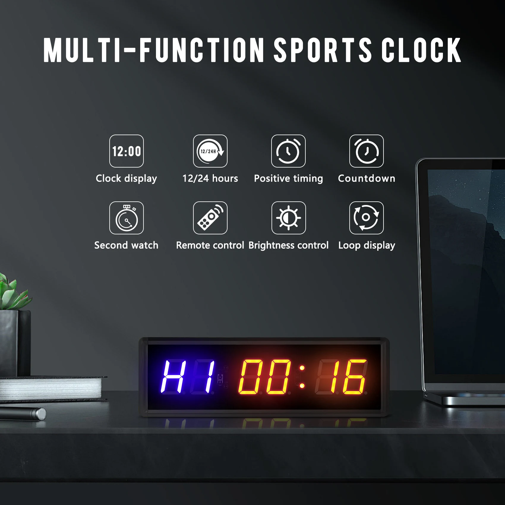 Gym Timer,LED Interval Timer Digital Countdown Wall Mounted Clock Fitness Timer,Digits Down/Up Clock Stopwatch For Home