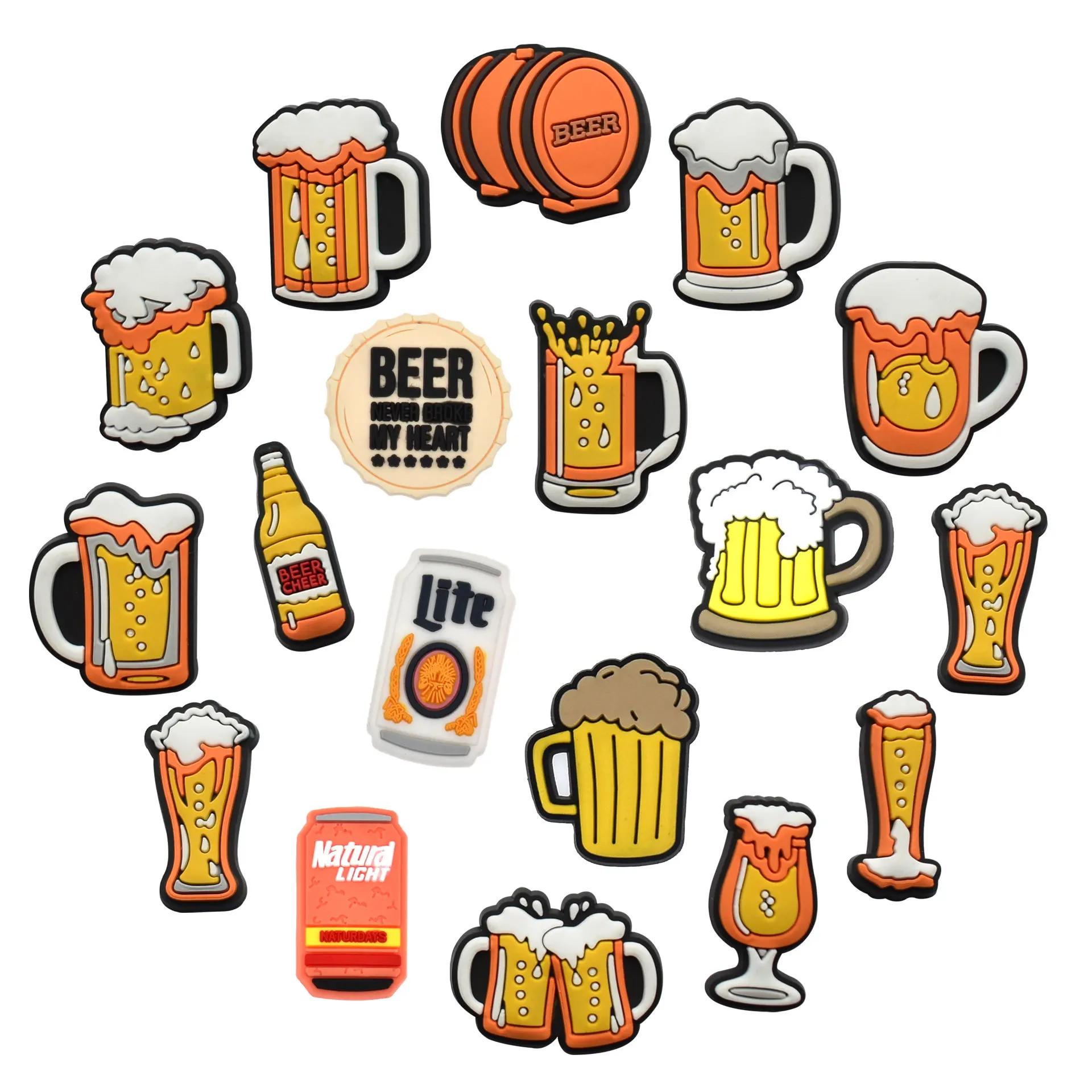 1Pcs PVC Beer Game Cheer Up Shoe Charms for crocs DIY Badge Clogs Buckle Kids Pins Decoration Jeans Shoe Accessories X-mas