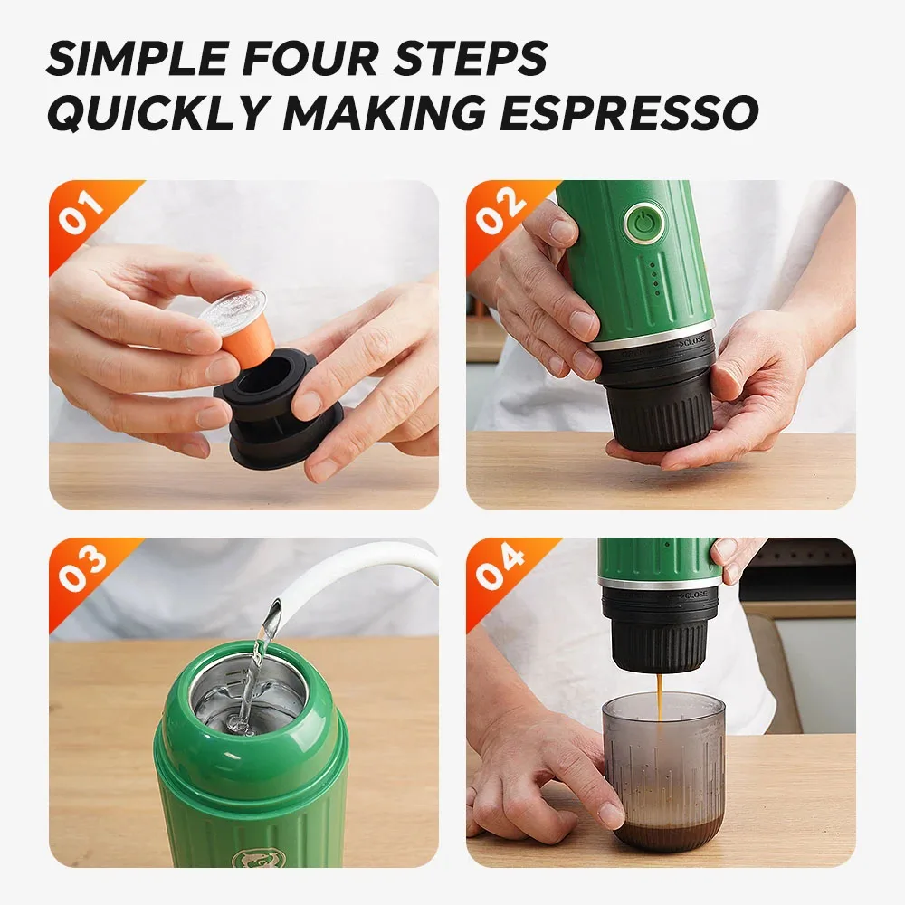 Portable Coffee Machine 40ml/70ml Expresso Coffee Maker 19BAR Fit Nexpresso Dolce Pod Capsule Coffee Powder for Car & Home