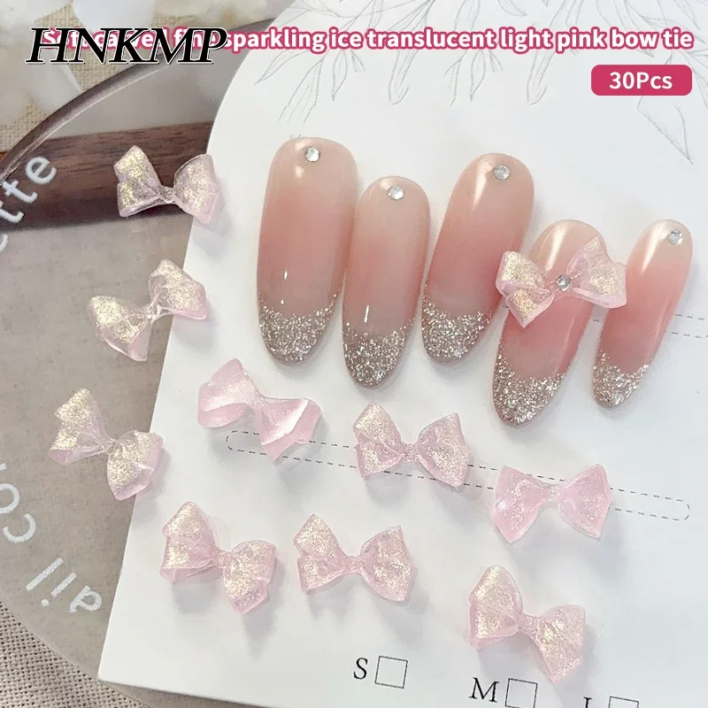 30 Pcs 소프트 조각 반짝이 활 네일 아트 매력 쥬얼리 액세서리 Diy 귀여운 수지 손톱 장식 용품