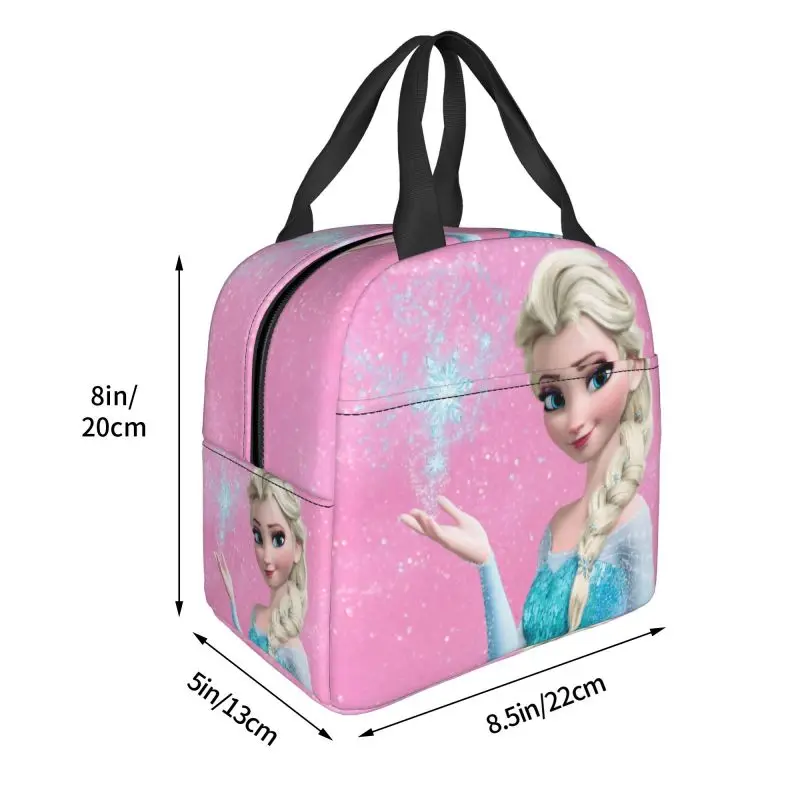 Custom Cartoon Frozen Princess Insulated Lunch Bag for School Portable Thermal Cooler Lunch Box Kids Food Container Tote Bags