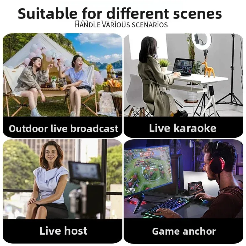 ميكروفون لاسلكي متعدد الوظائف بطاقة صوت احترافية بث مباشر منزلي متكامل ميكروفون لاسلكي K-Song S #4