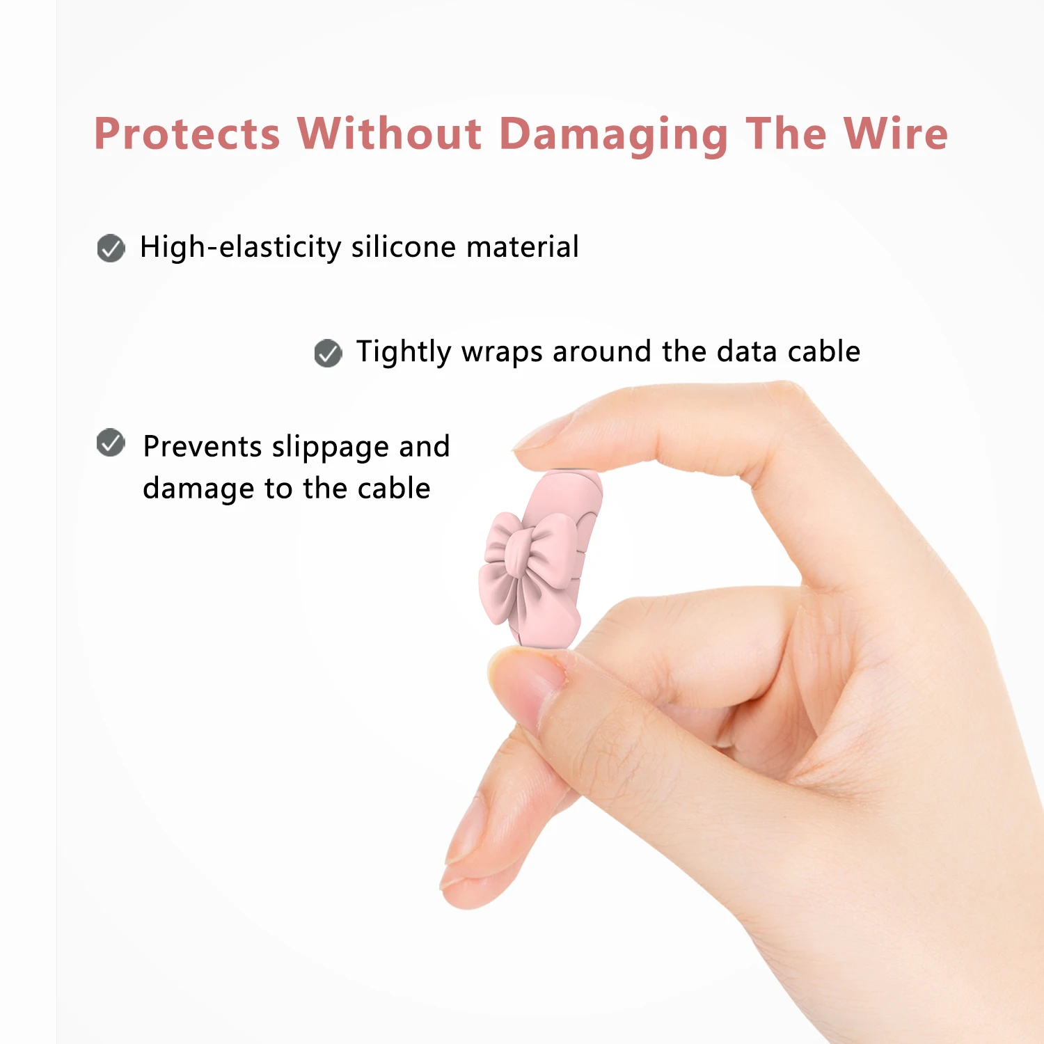 Lovely Bow Cable Protector, Soft Silicone Anti-Break Charger Cord Sleeve, Portable Cable Joint Protective Cover
