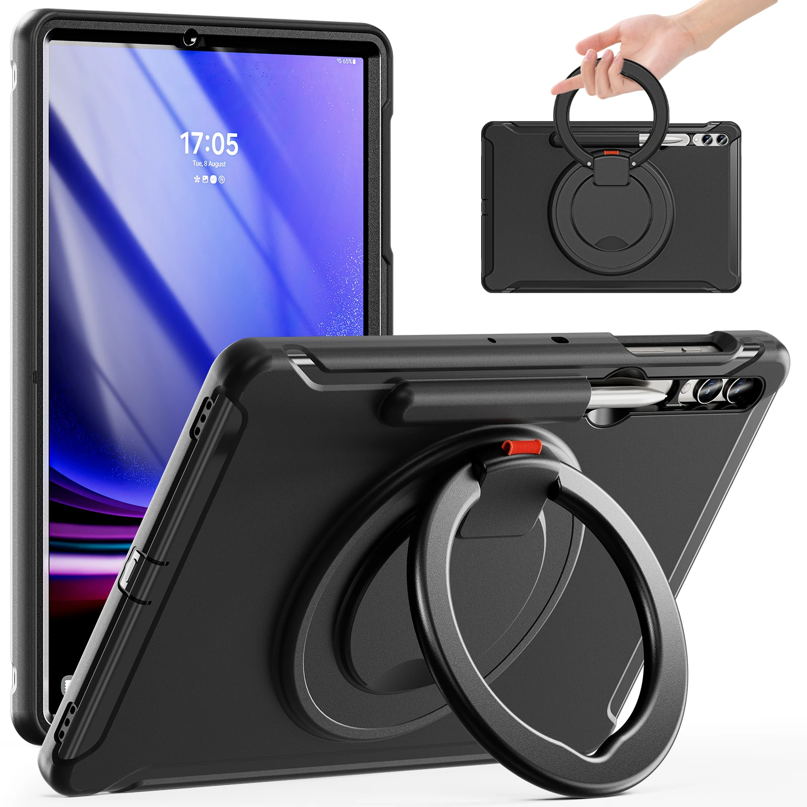 

For Samsung Galaxy Tab S9 Plus S8+ S7+ S7 FE 12.4" Rotatable Stand Drop-Proof Rugged Tablet Case with S Pen Holder Handle Grip