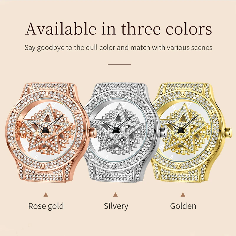 LIGE Hollow Women Watch Luxury Fashion Diamond Watch for Ladies Elegant Bracelet Wristwatch Stars-Face Quartz Waterproof Watches