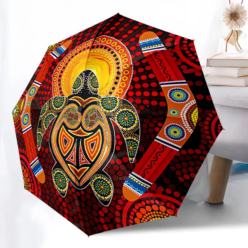 1pc Stylish Sea Turtle Design Folding Umbrella - Compact 8-Rib Automatic Open Umbrella for Outdoor Travel & Everyday Use, Perf