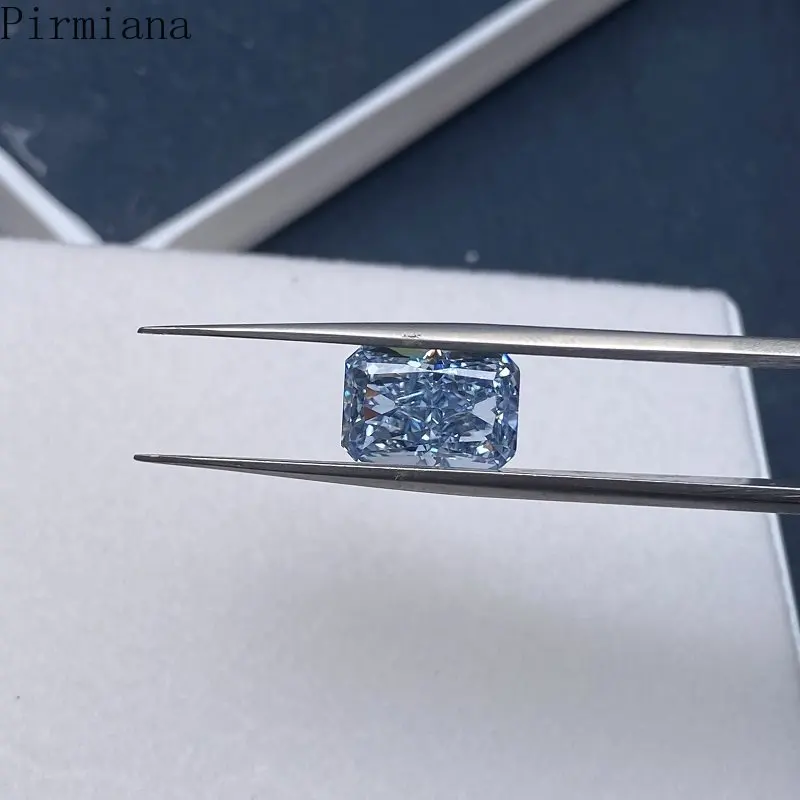 Pirmiana Crushed Ice Radiant Cut G31 Sky Blue Color Cubic Zirconia Loose Stone for Jewelry Making