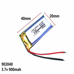 1pcs 3.7V 900mAh 902040 Lithium Polymer Li-Po li ion Rechargeable Battery cells For Mp3 MP4 MP5 GPS PSP mobile bluetooth