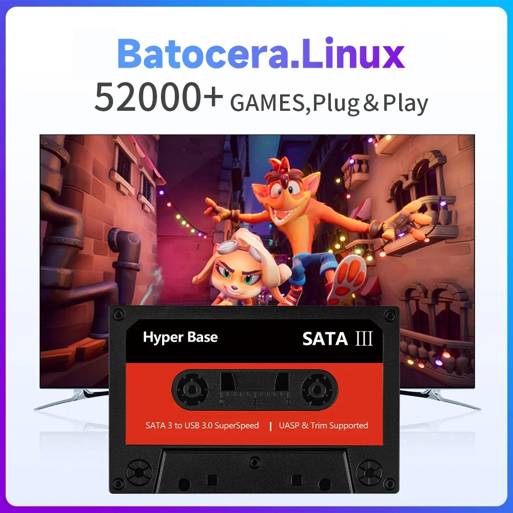 Batocera System 500G/2T HDD for PS3/PS2/Wii/WiiU/DC/N64/MAME/X BOX/SS 52000+ Games Sata3 Game Consoles for Windows PC/Mac/Laptop