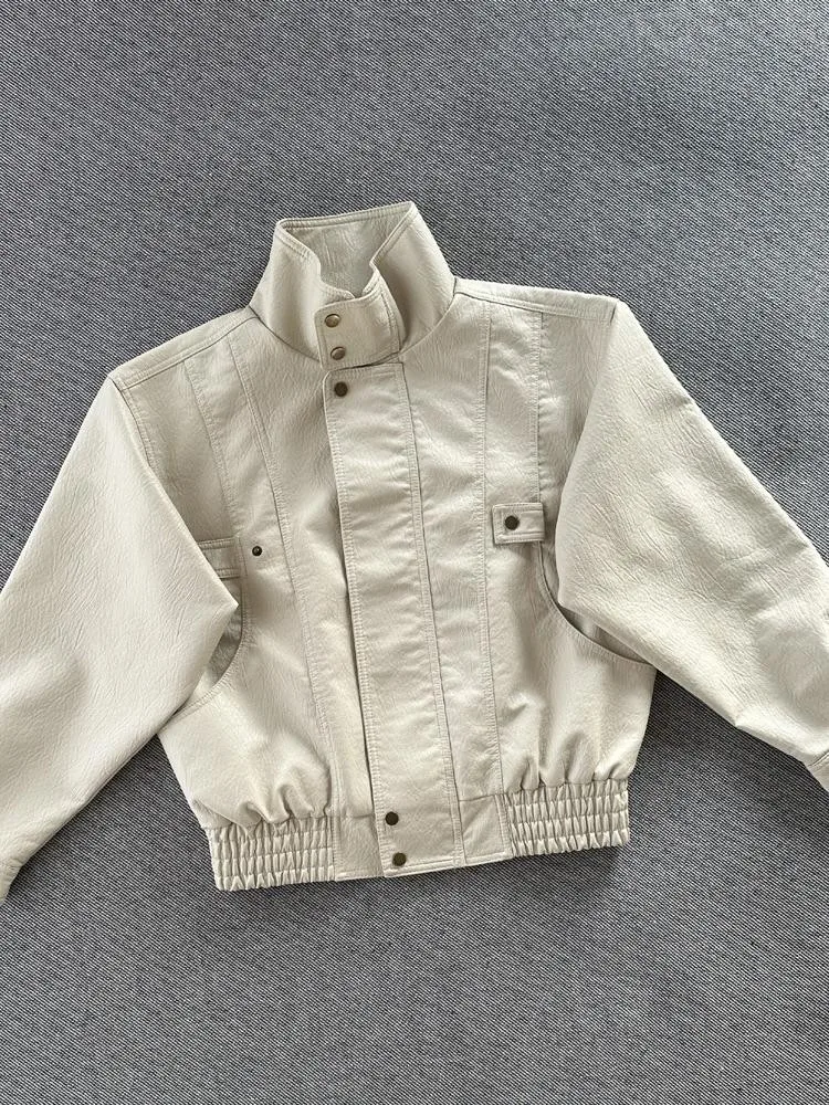 

Байкерские куртки Женская куртка с защитой Осенняя твидовая тканая текстурированная пряжа Стереоскопическая минималистичная классика в европейском стиле Ins