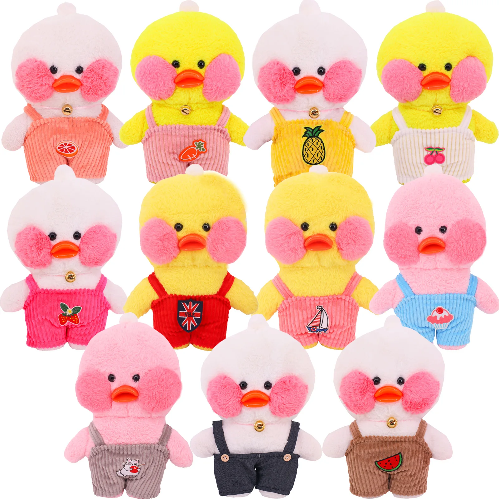 Clothes For Lalafanfan Yellow Duck 30Cm Plush Toy Set Bag Glasses Overalls Hair Band Accessories Children\'s Toy Birthday Gifts