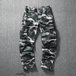 Men Tactical Pants Cargo Trousers Fashion Casual Sports Outfits Camo Pants Loose Straight Pants