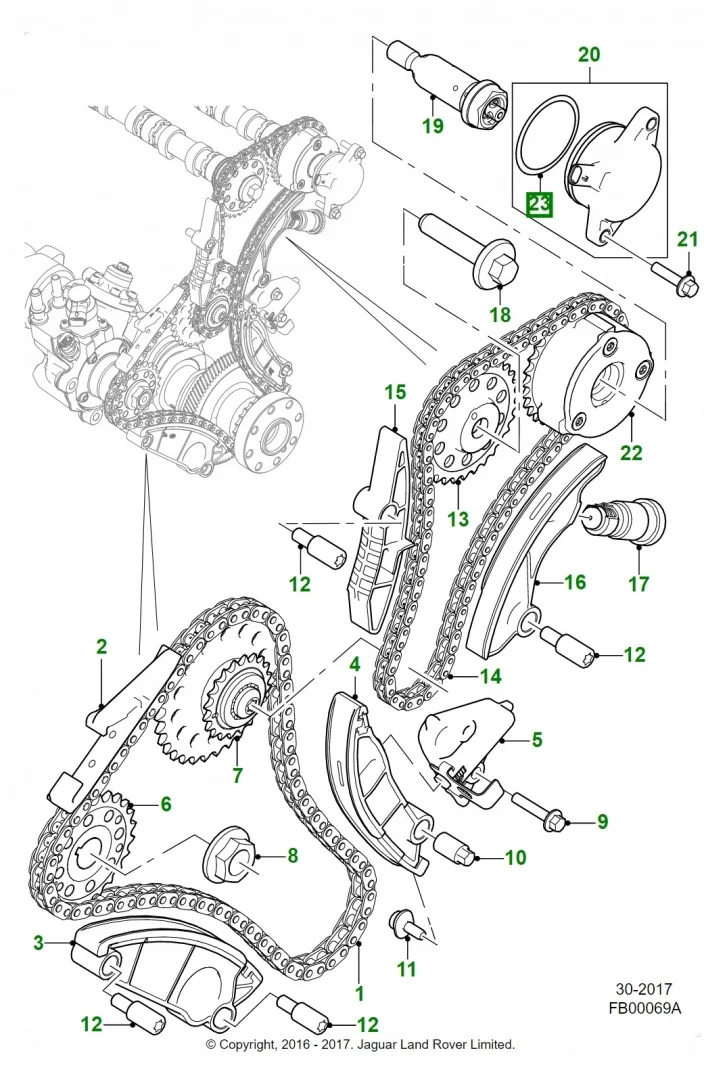 2.0 AJ200 Diesel Timing Chain Kit For JAGUAR LAND ROVER LR073756 LR073757 LR082488 LR073760 LR084289 LR073745 LR073761