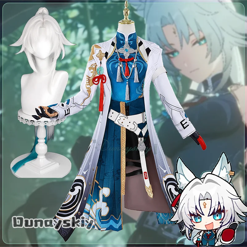 

{Anna zhang Online}Игра Honkai Star Rail Feixiao Косплей Костюм Парик Пальто Экипировка Полный комплект аксессуаров Обувь Хэллоуин Опора для взрослых