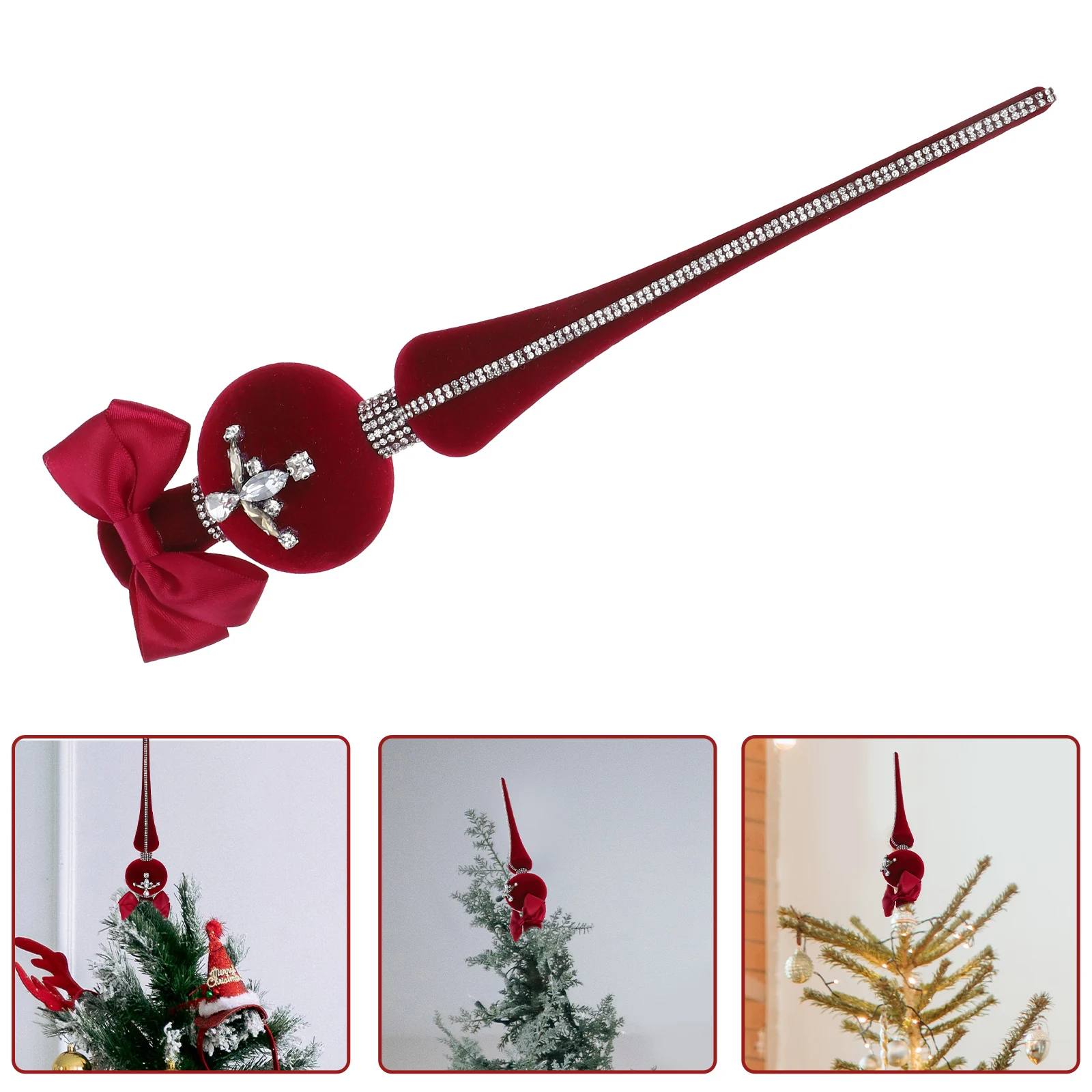 

1pc Spherical Christmas Tree Topper Ornament Unique Flocked Handmade Decoration Holiday Party Grey Easy Install Vintage Plastic