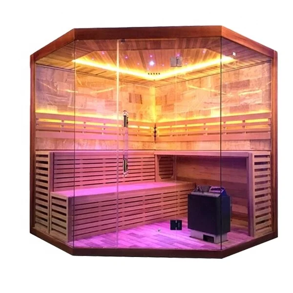 Smartmak Finnish Luxury Big  4 - 6 Person Solid Wood Wet Dry Steam Sauna Room