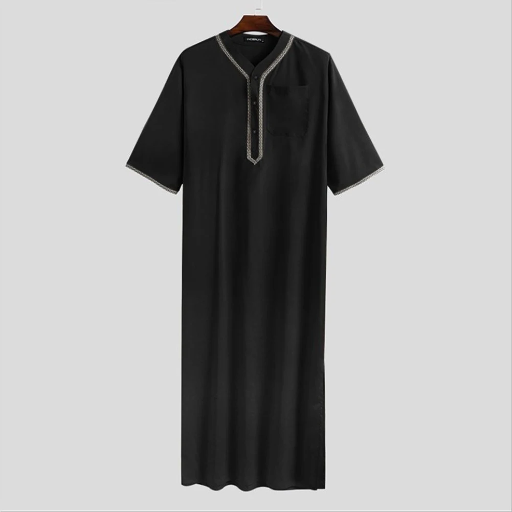 2023 Fashion New Robe Male Homewear Men Nightgown Polyester Robe Saudi Abaya Short Arab Sleepwear Clothing Dress