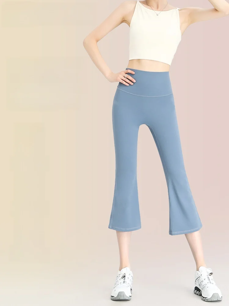 

High Waist Yoga Pants Women's 2025 Summer New Sle Seven-Foot Flared Sl Butt-Lifting arkskin Pants Casual Wear