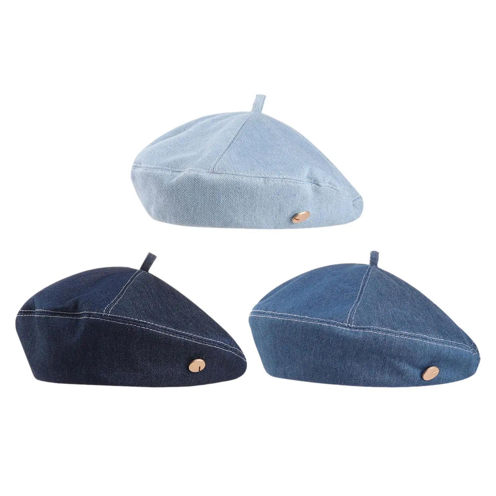Women Beret Hat Trendy Fall Spring Practical Denim Causal Beanie Cap for Birthday Gift Traveling Vacations Themed Party Outdoor