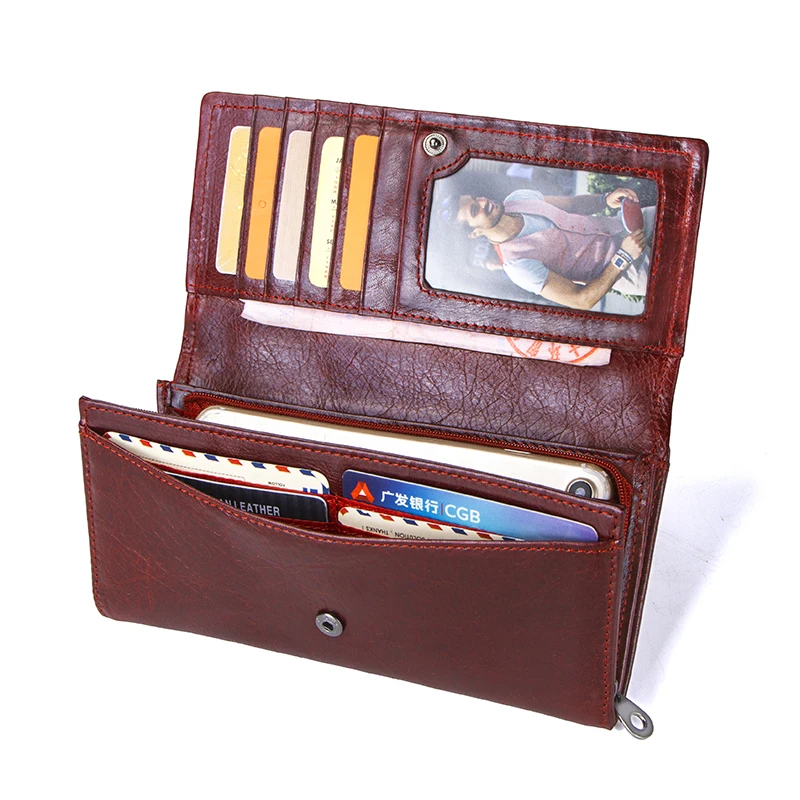 CONTACT'S Genuine Leather Women Wallet Long Bifold Fashion Women's Purses Card Holders Money Clips Female Bags Handbags