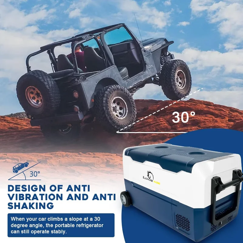 ثلاجة سيارة 12 فولت، 37 كوارت (35 لتر) ثلاجة سيارة بفريزر محمول، منطقة كبيرة، تحكم في تطبيق WIFI، -4 ℉ -68 ℉   الضاغط الكهربائي