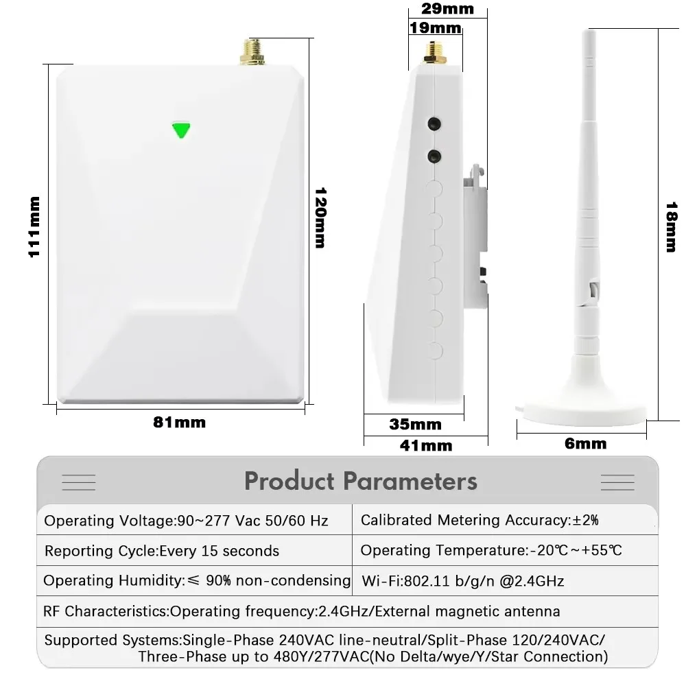 3 Phase WIFI Tuya 200A/300A Smart Bi-Directional Current kWh Power Meter Power Monitor 5pcs CT Clamp Current Transformer