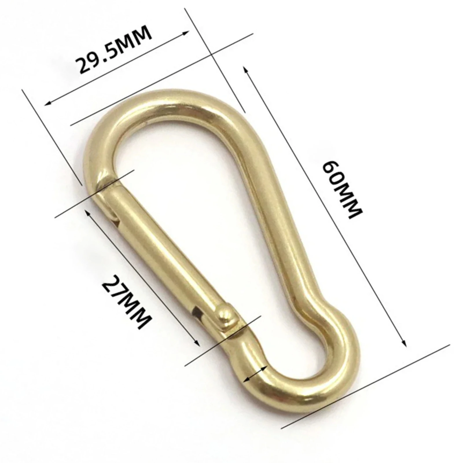 1Pc 60mm Brass Simple D Oval Spring Load Snap Carabiner Keychain Hook Clip Clasp for Camping Hiking Fishing Key Rings Strap Rope