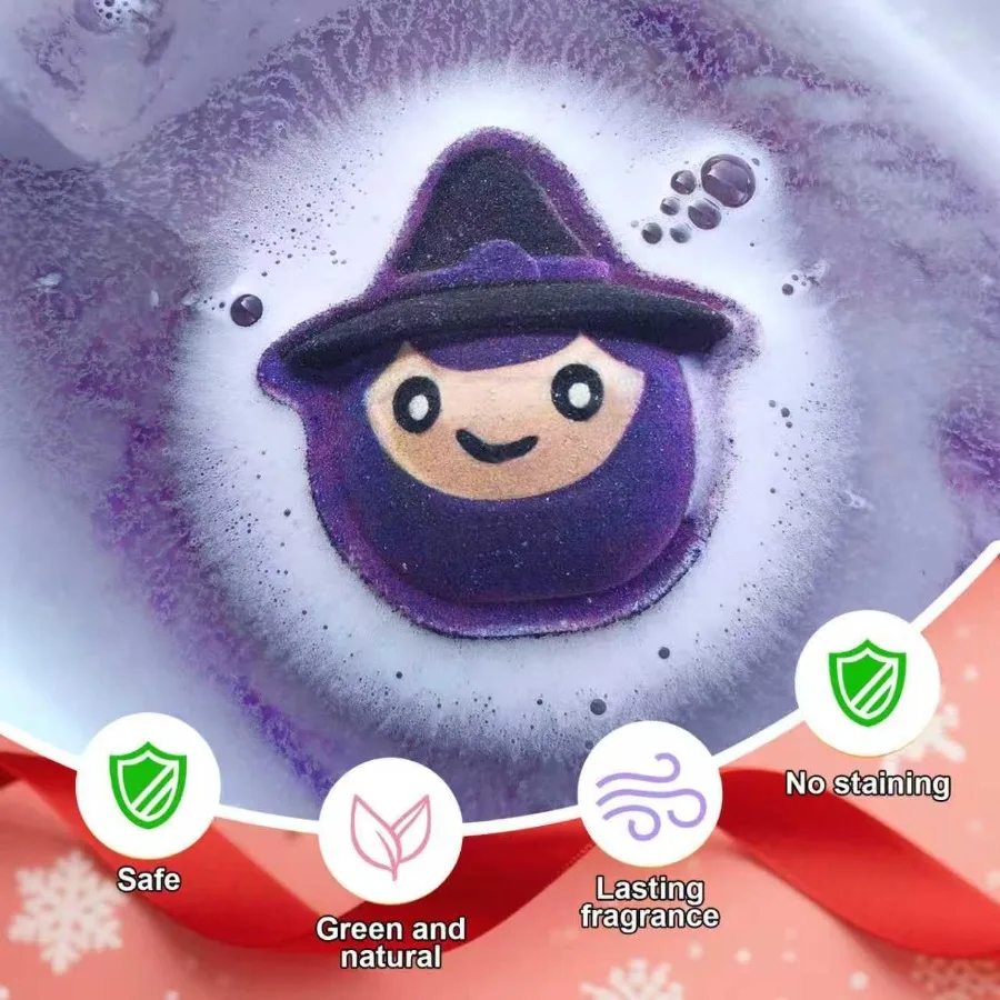 1/3pcs Halloween Toy Bath Salt Balls Bombs Pumpkin Witch Ghost Fizzies for Boys Girls Sea Salt Flower Fruit Scented Bubble Ball view 5